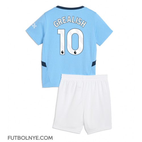 Camiseta Manchester City Jack Grealish #10 Primera Equipación para niños 2024-25 manga corta (+ pantalones cortos)